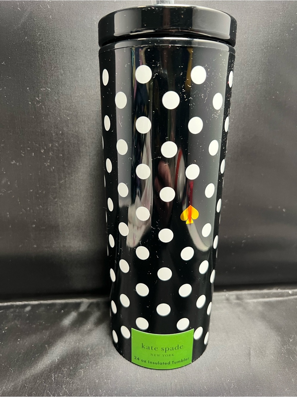 Kate Spade New York Insulated Tumbler w/ Reusable Straw Polka Dot Travel Cup